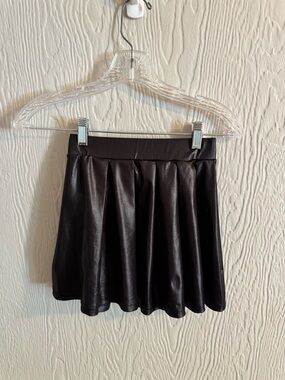 shosho Black Faux Leather Skater Skirt